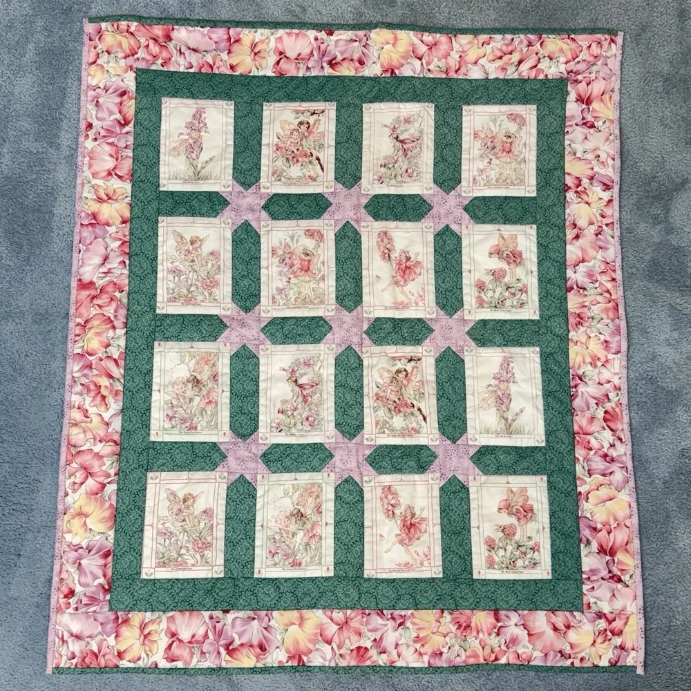 Finished Handcrafted Flower Fairies wall‎ Hanging 32LX28W #8621